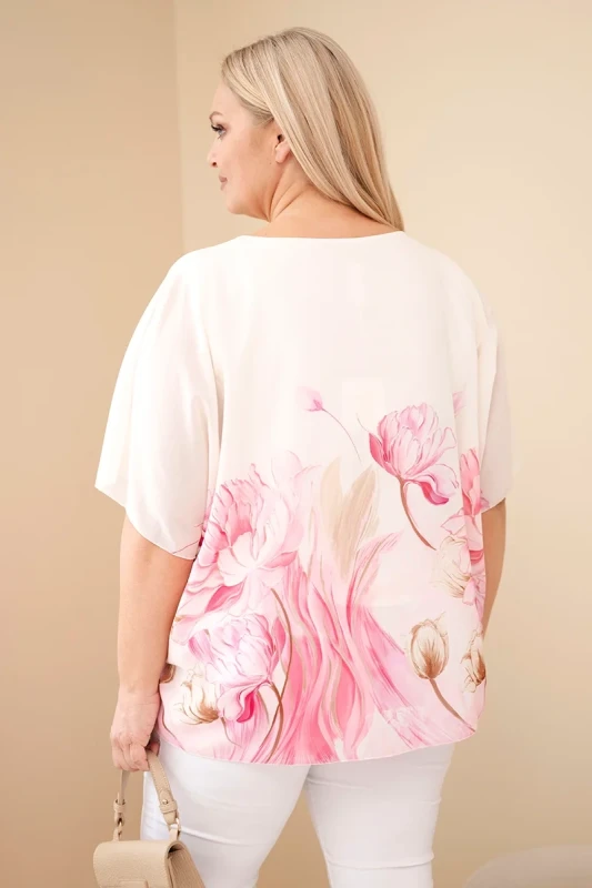 Bluzka damska oversize z kwiatowym printem Plus Size ( r. 48-54 )
