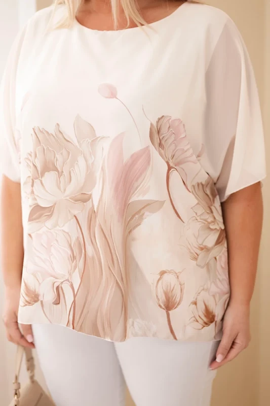 Bluzka damska oversize z kwiatowym printem Plus Size ( r. 48-54 ) 