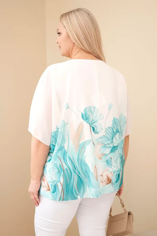 Bluzka damska oversize z kwiatowym printem Plus Size ( r. 48-54 )