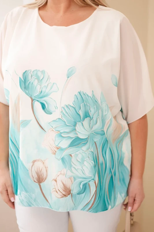 Bluzka damska oversize z kwiatowym printem Plus Size ( r. 48-54 )