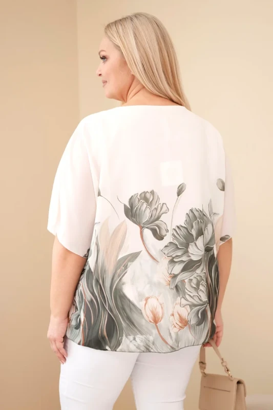Bluzka damska oversize z kwiatowym printem Plus Size ( r. 48-54 ) 