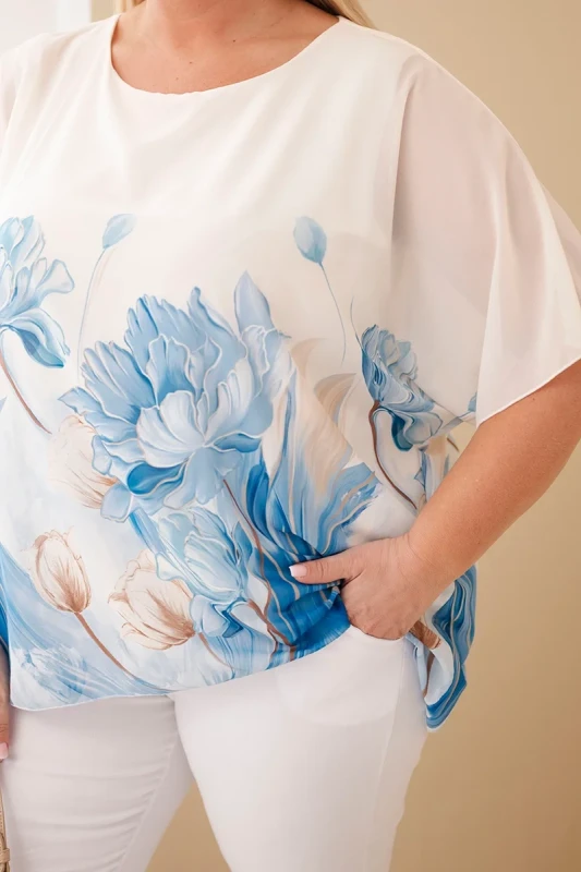 Bluzka damska oversize z kwiatowym printem Plus Size ( r. 48-54 ) 