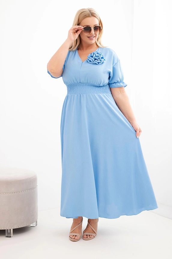 Sukienka wiskozowa Plus Size z dekoltem V i marszczoną talią ( 46-50)