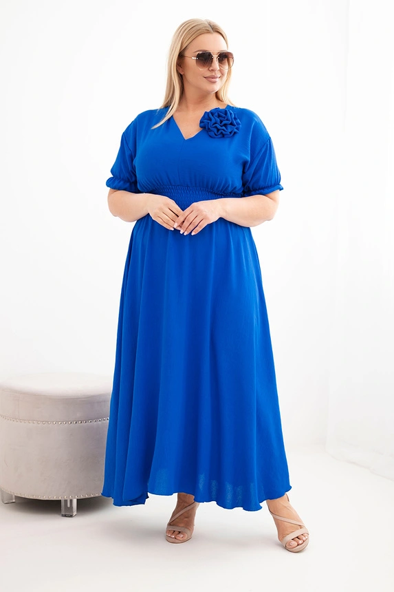 Sukienka wiskozowa Plus Size z dekoltem V i marszczoną talią ( 46-50)