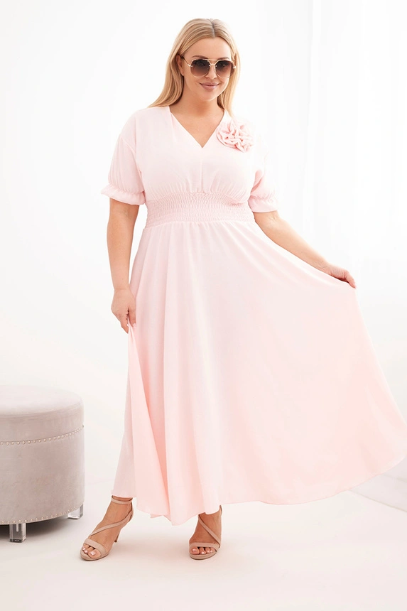 Sukienka wiskozowa Plus Size z dekoltem V i marszczoną talią ( 46-50)  