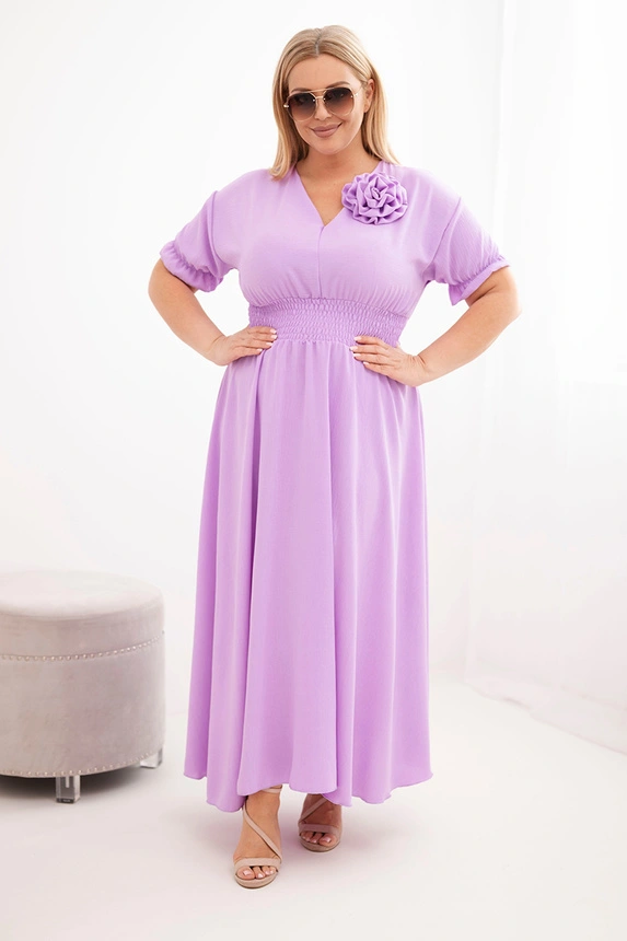 Sukienka wiskozowa Plus Size z dekoltem V i marszczoną talią ( 46-50)   