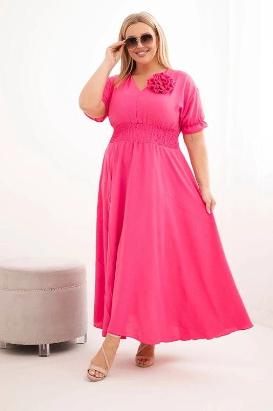 Sukienka wiskozowa Plus Size z dekoltem V i marszczoną talią ( 46-50)  