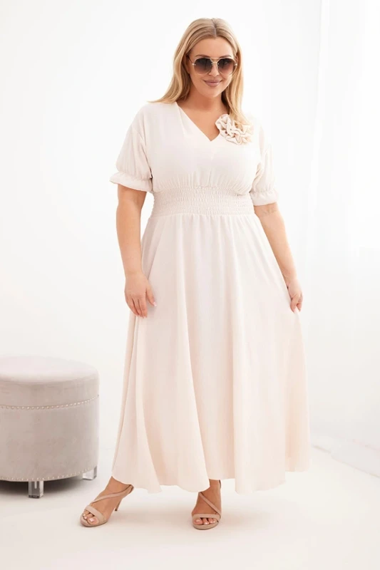 Sukienka wiskozowa Plus Size z dekoltem V i marszczoną talią ( 46-50)