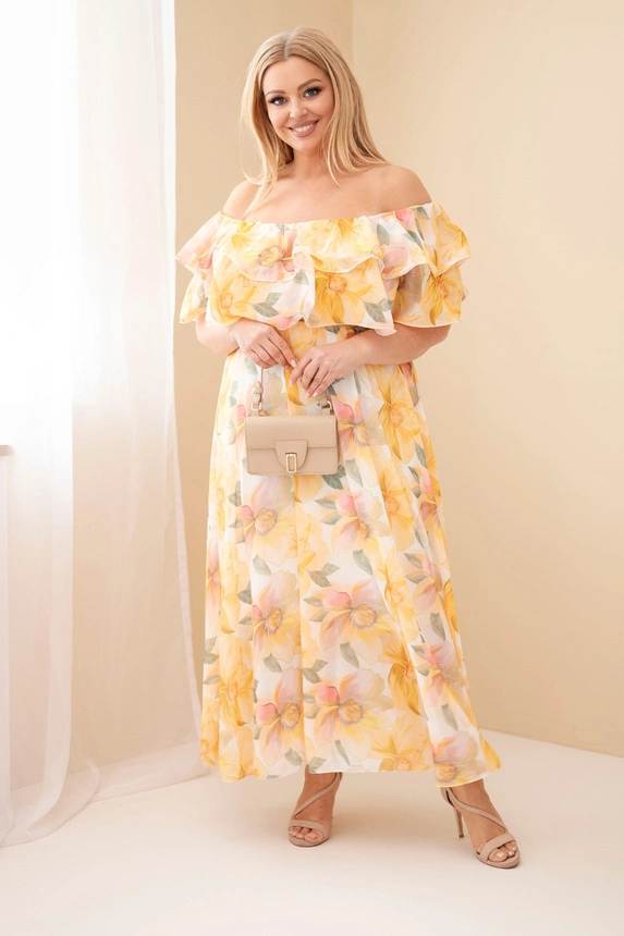 Sukienka wiskozowa Plus Size  hiszpanka w kwiaty ( r. 46/50)