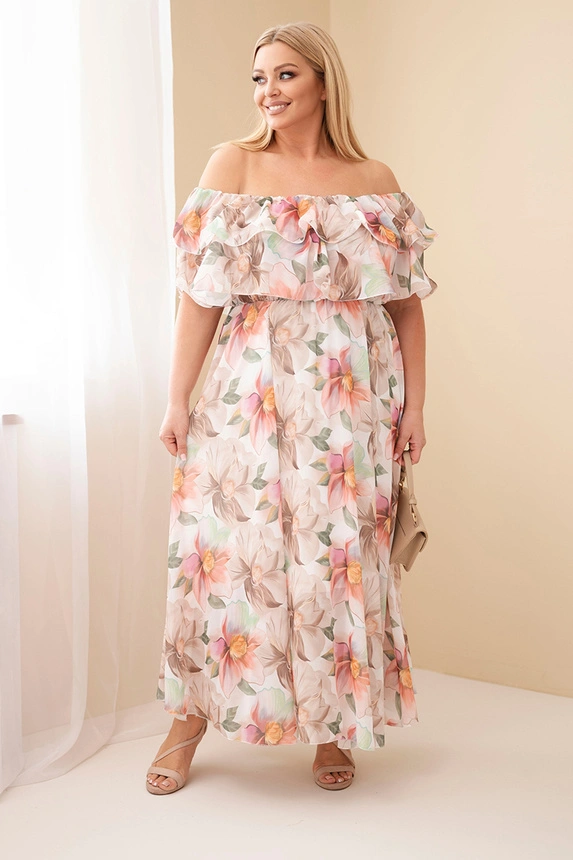 Sukienka wiskozowa Plus Size  hiszpanka w kwiaty ( r. 46/50)  