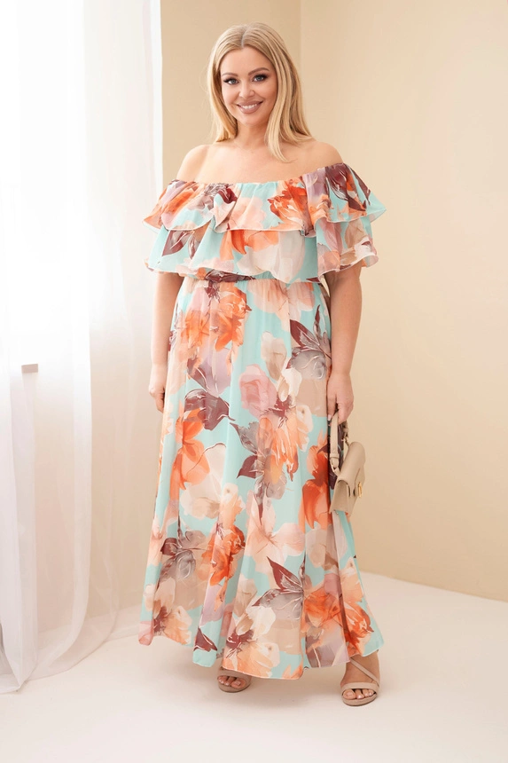 Sukienka wiskozowa Plus Size  hiszpanka w kwiaty ( r. 46/50)  