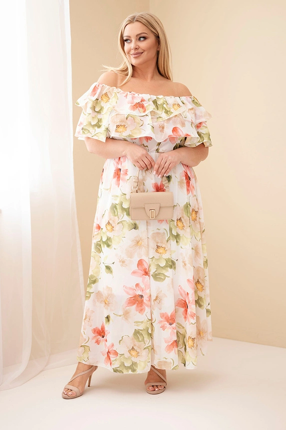 Sukienka wiskozowa Plus Size  hiszpanka w kwiaty ( r. 46/50)   