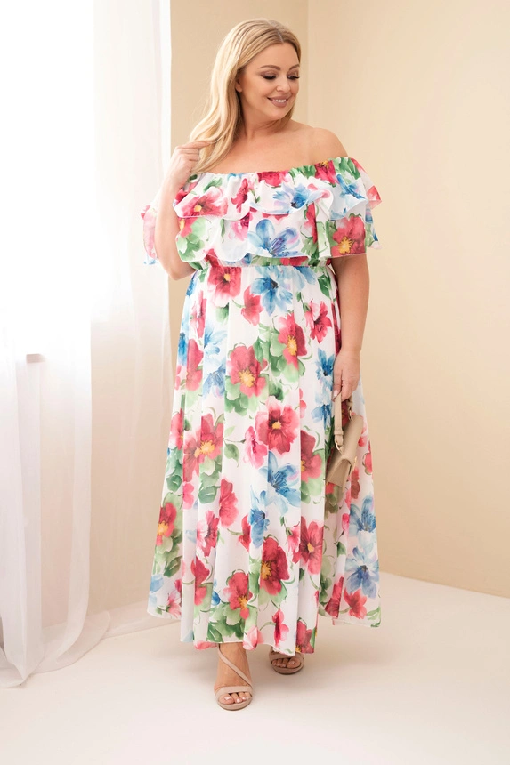 Sukienka wiskozowa Plus Size  hiszpanka w kwiaty ( r. 46/50)   