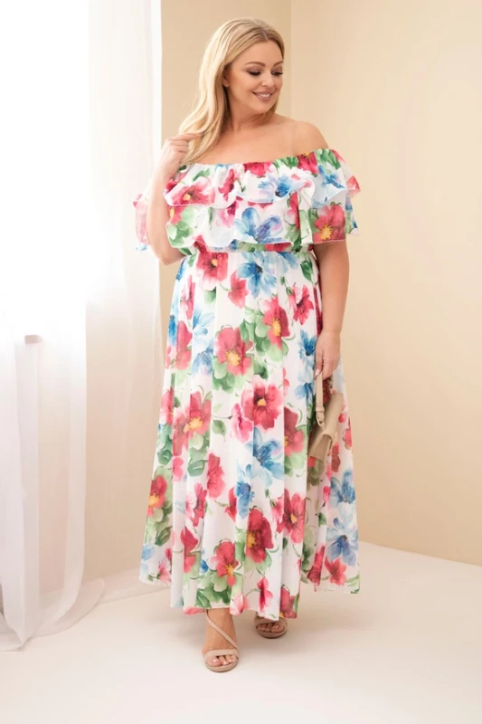 Sukienka wiskozowa Plus Size  hiszpanka w kwiaty ( r. 46/50)   