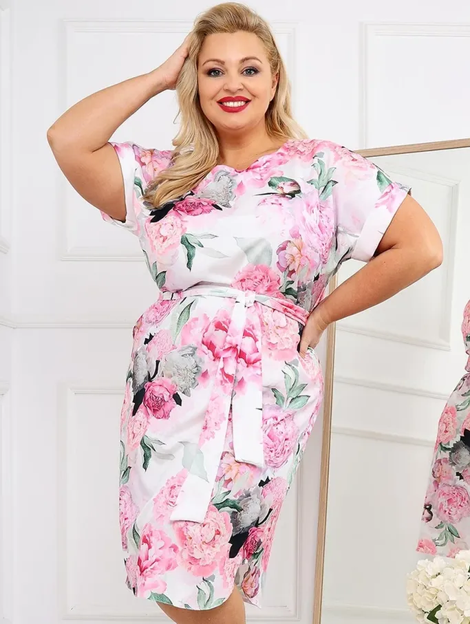 Sukienka plus size w kwiaty Mone ( r. 44-48)   