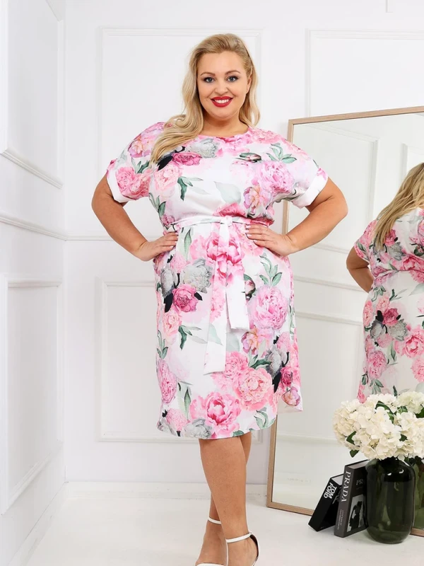 Sukienka plus size w kwiaty Mone ( r. 44-48)   