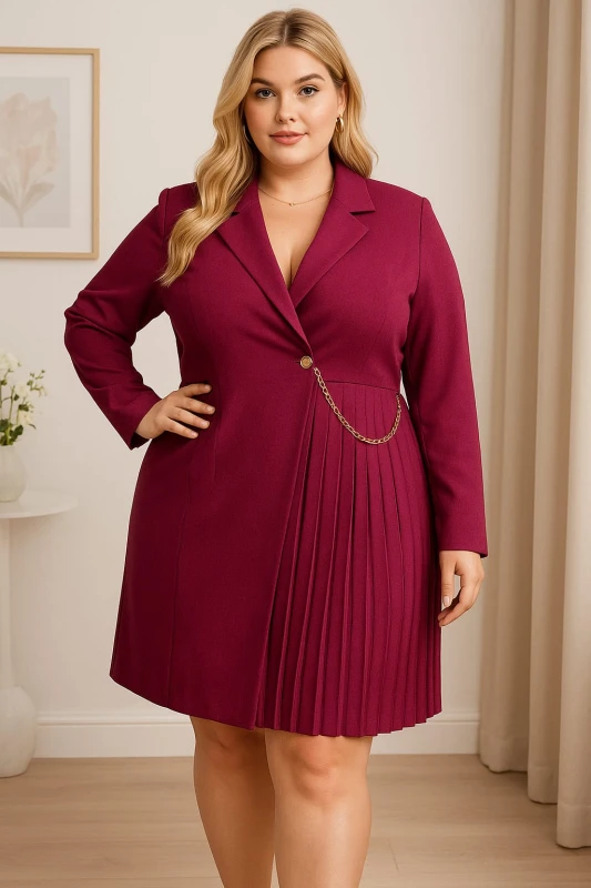Sukienka plus size marynarkowa z łańcuszkiem ( r. 50 - 56 )  