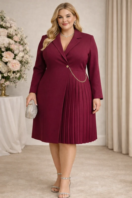 Sukienka plus size marynarkowa z łańcuszkiem ( r. 50 - 56 )  