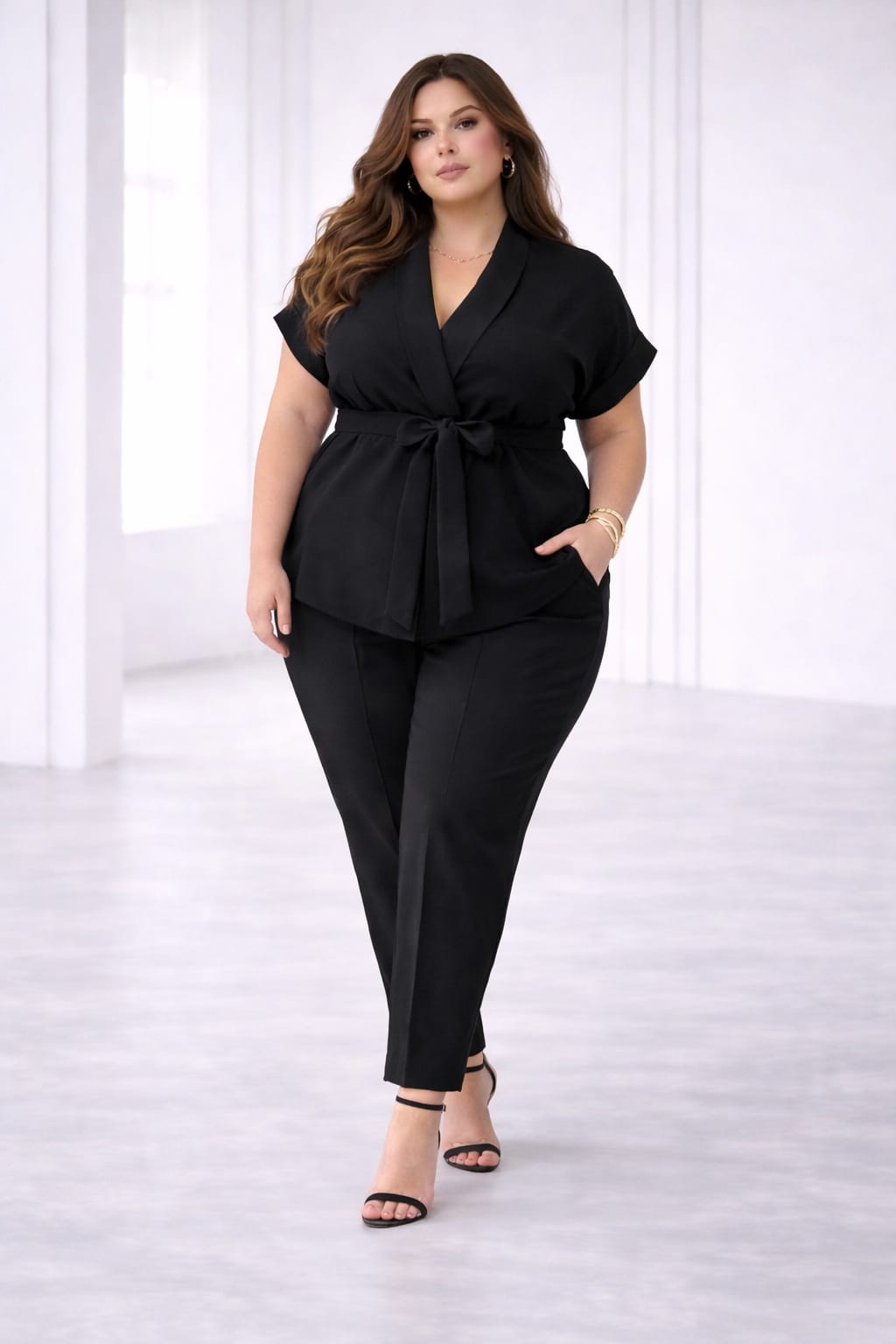Elegancki komplet plus size z wiązaniem ( r. 50-56)