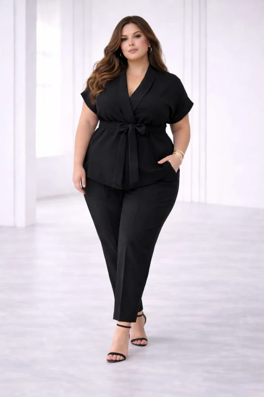 Elegancki komplet plus size z wiązaniem ( r. 50-56)