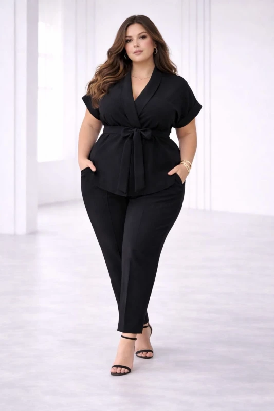 Elegancki komplet plus size z wiązaniem ( r. 50-56)