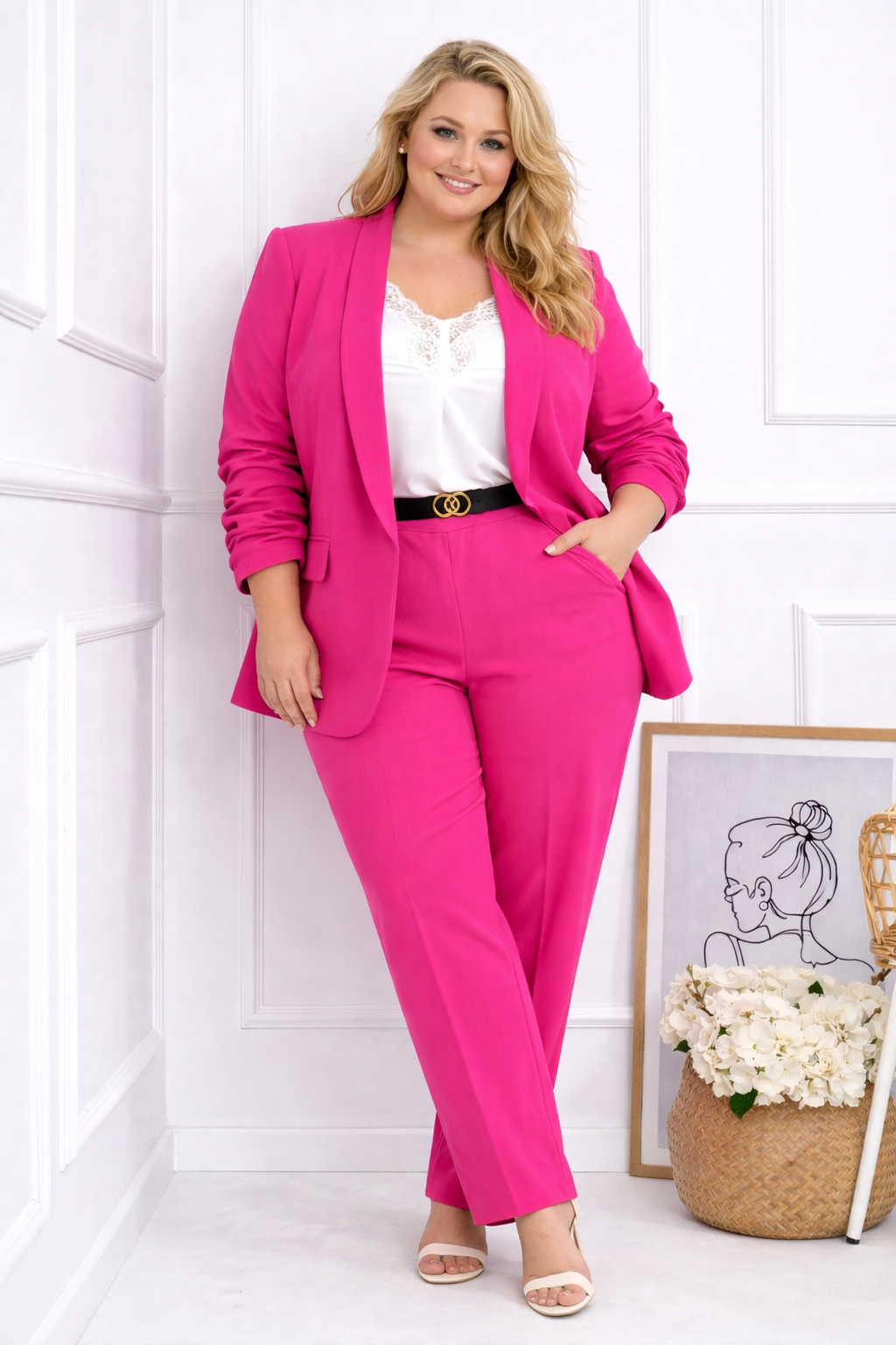 Garnitur damski plus size + pasek  ( r. 50-54)   