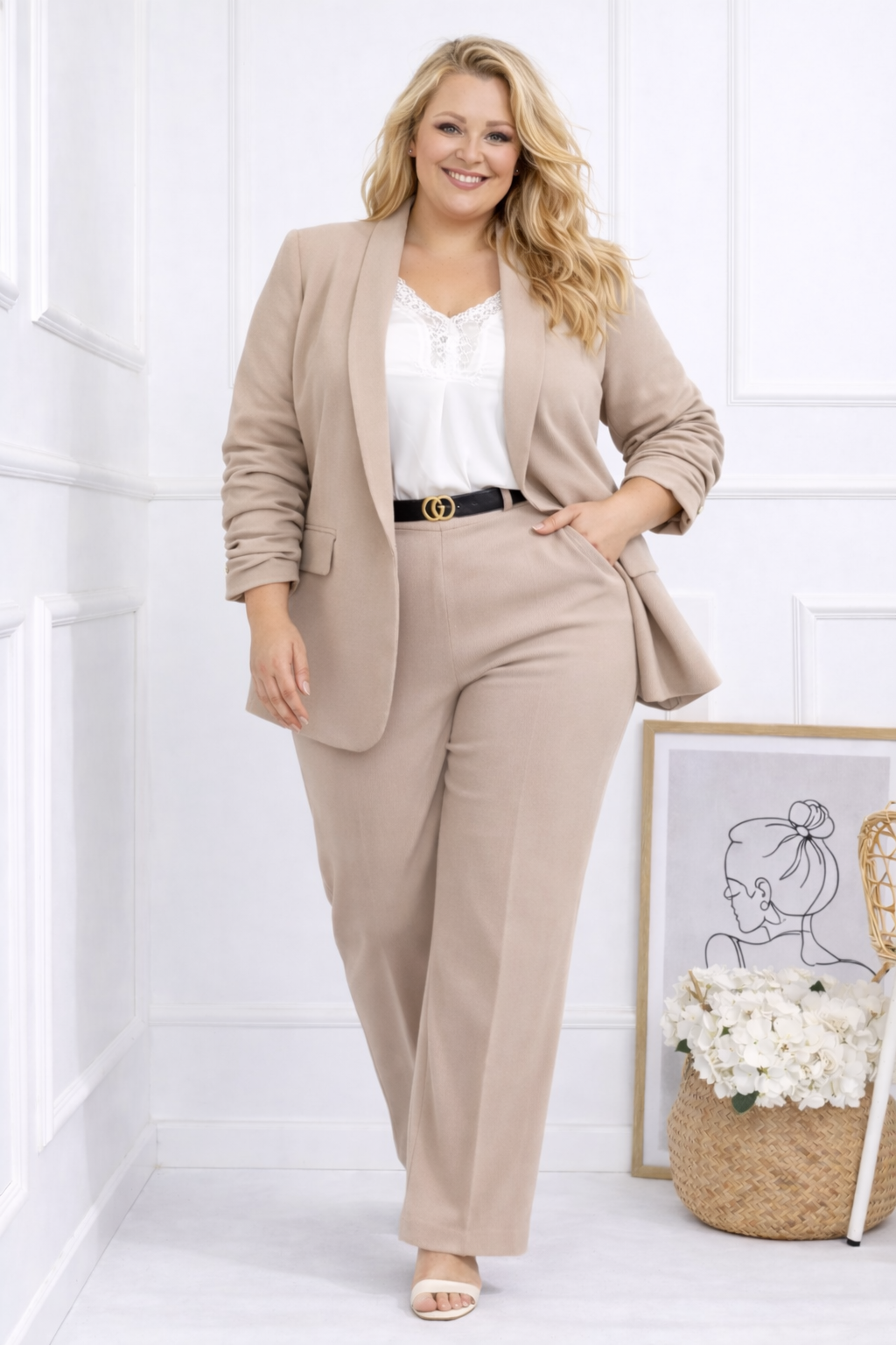 Garnitur damski plus size + pasek  ( r. 50-54) 