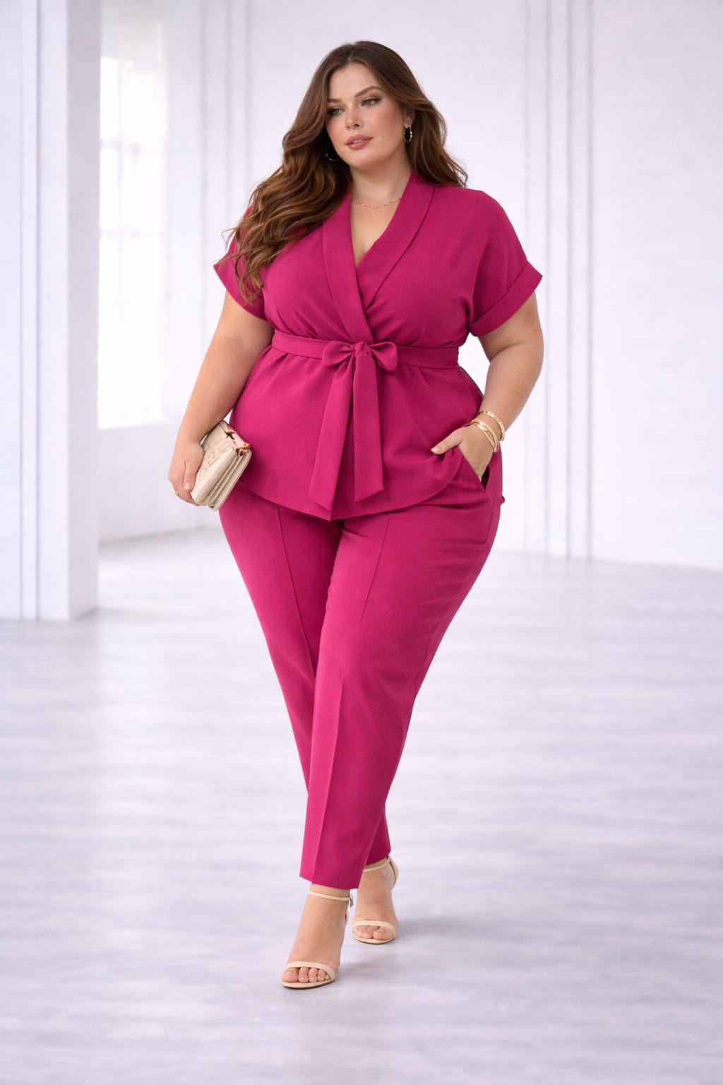 Elegancki komplet plus size z wiązaniem ( r. 50-56)  