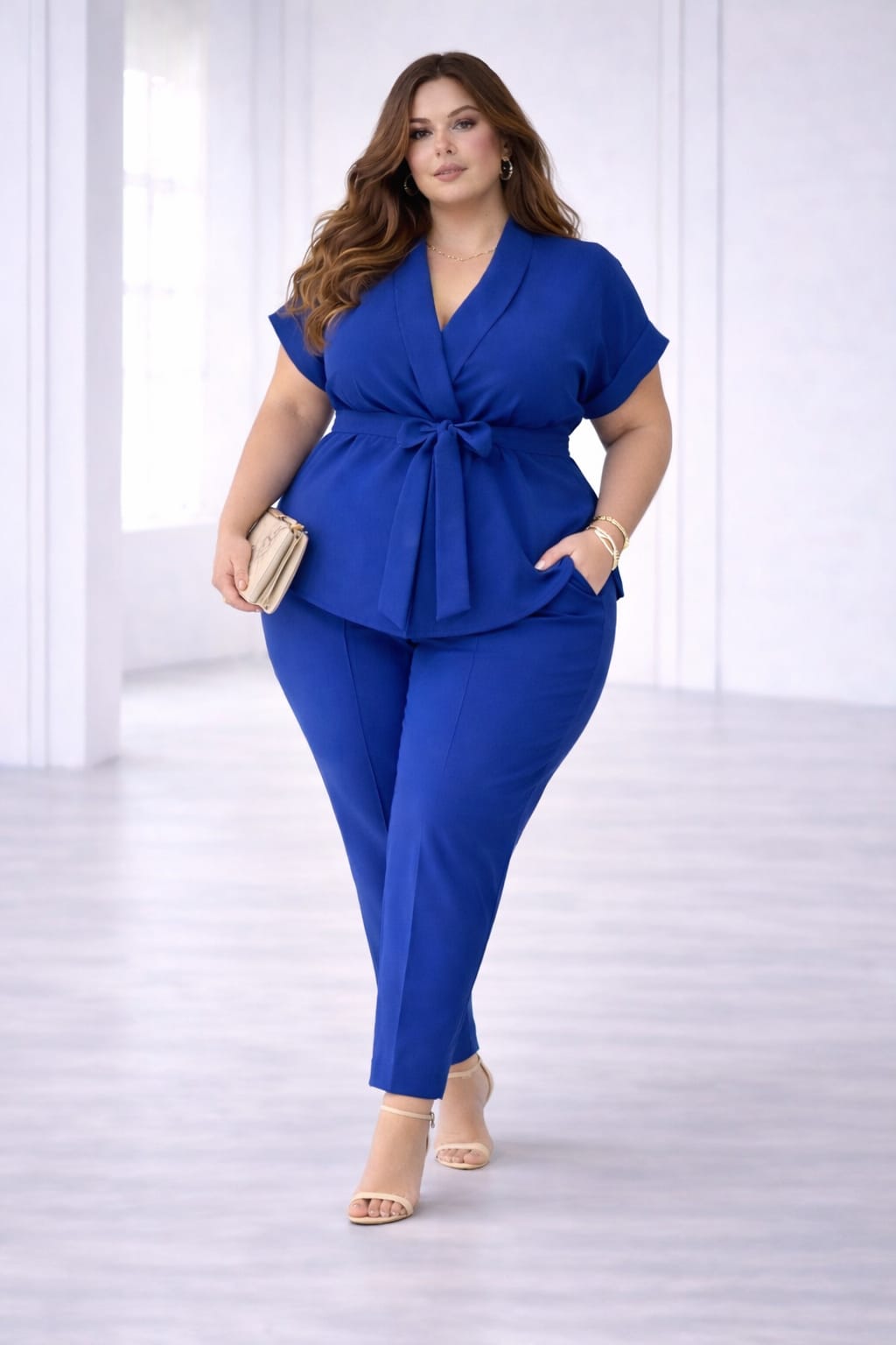 Elegancki komplet plus size z wiązaniem ( r. 50-56)   