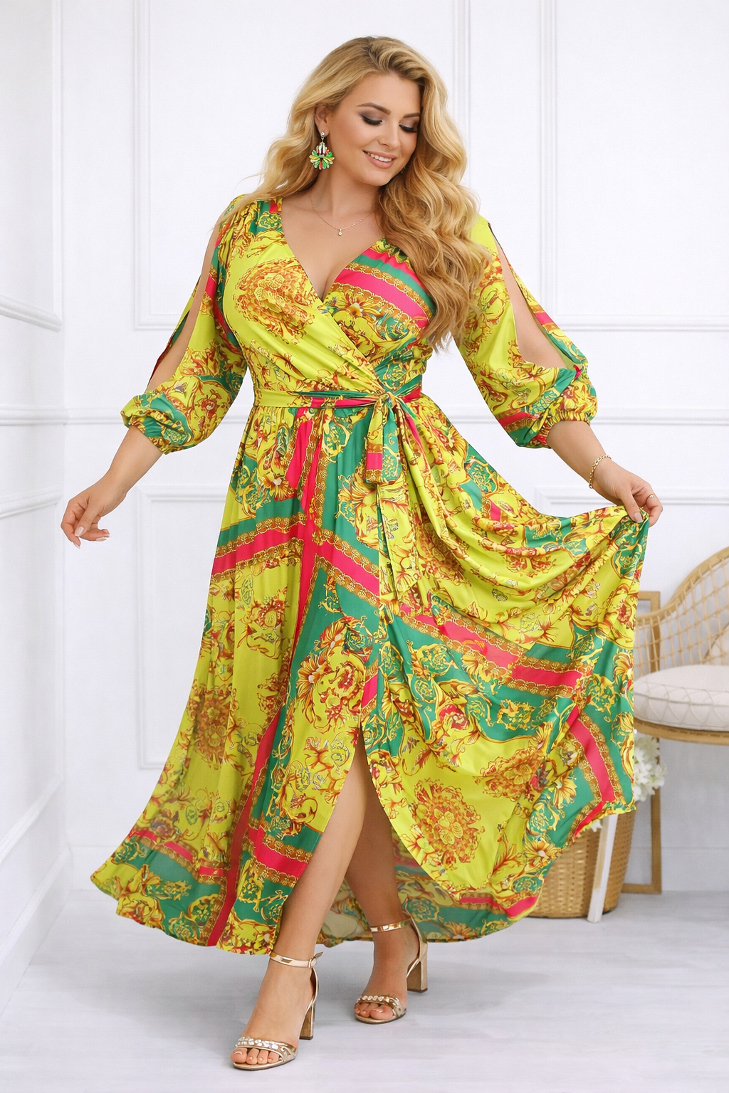 Szyfonowa sukienka plus size maxi LAILA mod. 43 ( r. 46-56 ) 