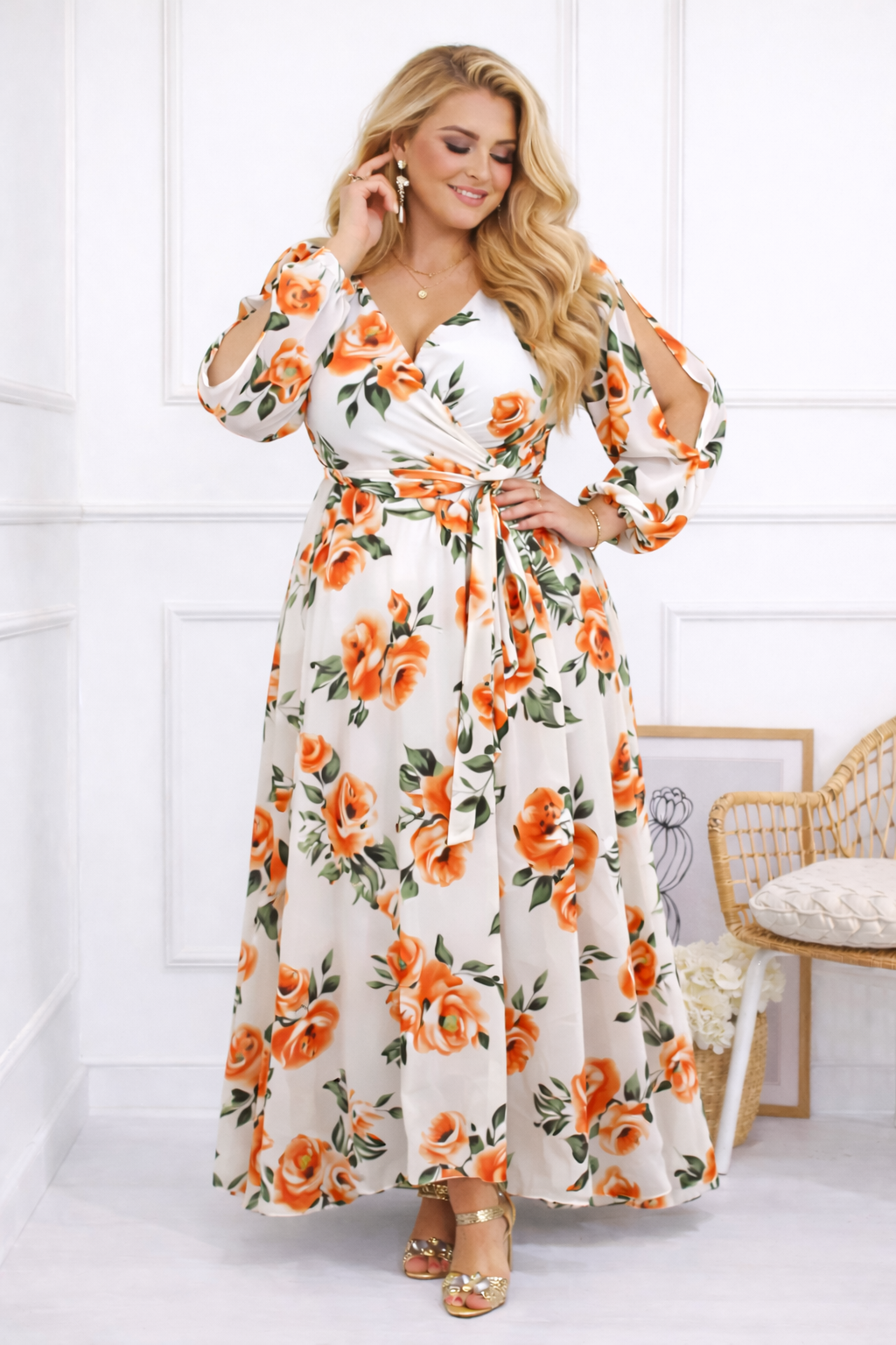 Szyfonowa sukienka plus size maxi LAILA mod. 21 ( r. 42-56 )  KOLEKCJA LIMITOWANA 