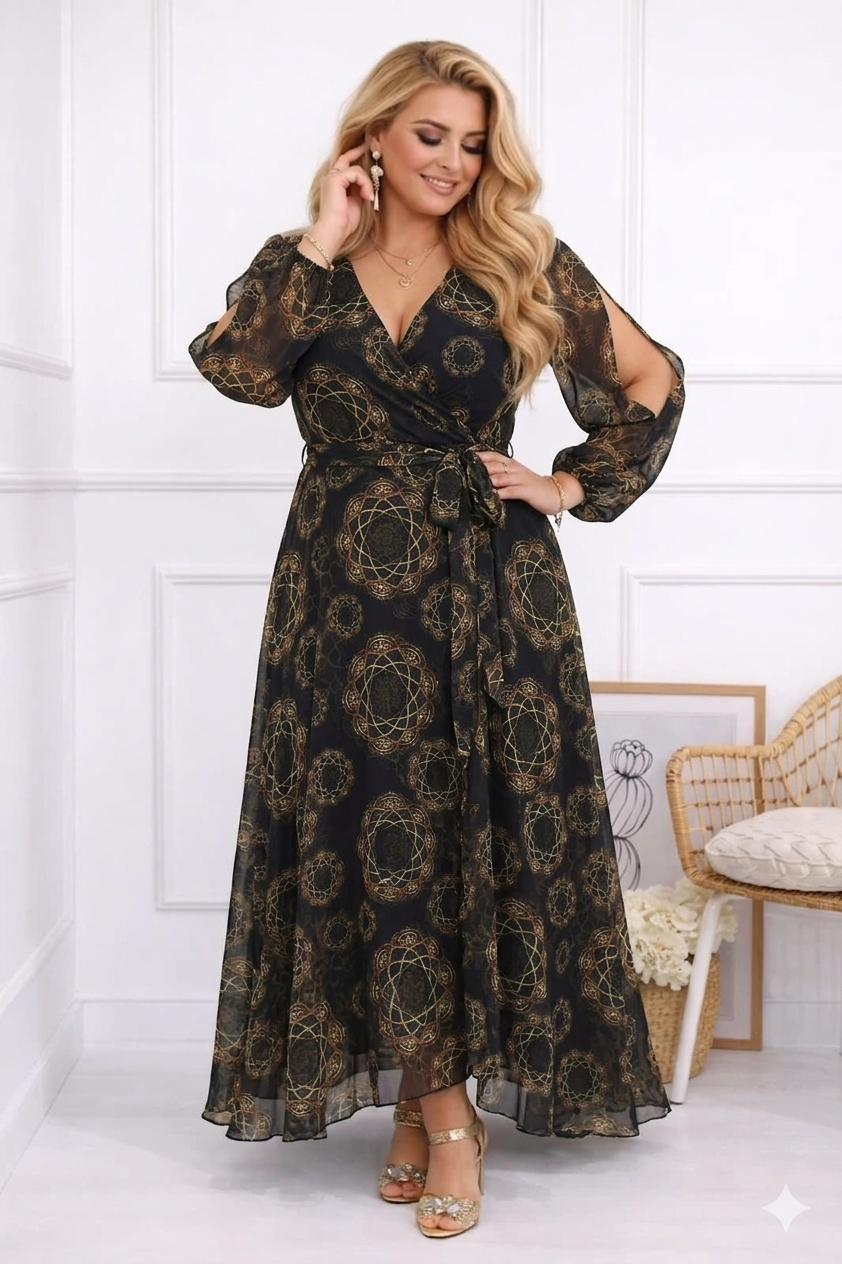 Szyfonowa sukienka plus size maxi LAILA mod 46 ( r. 46-56 )  