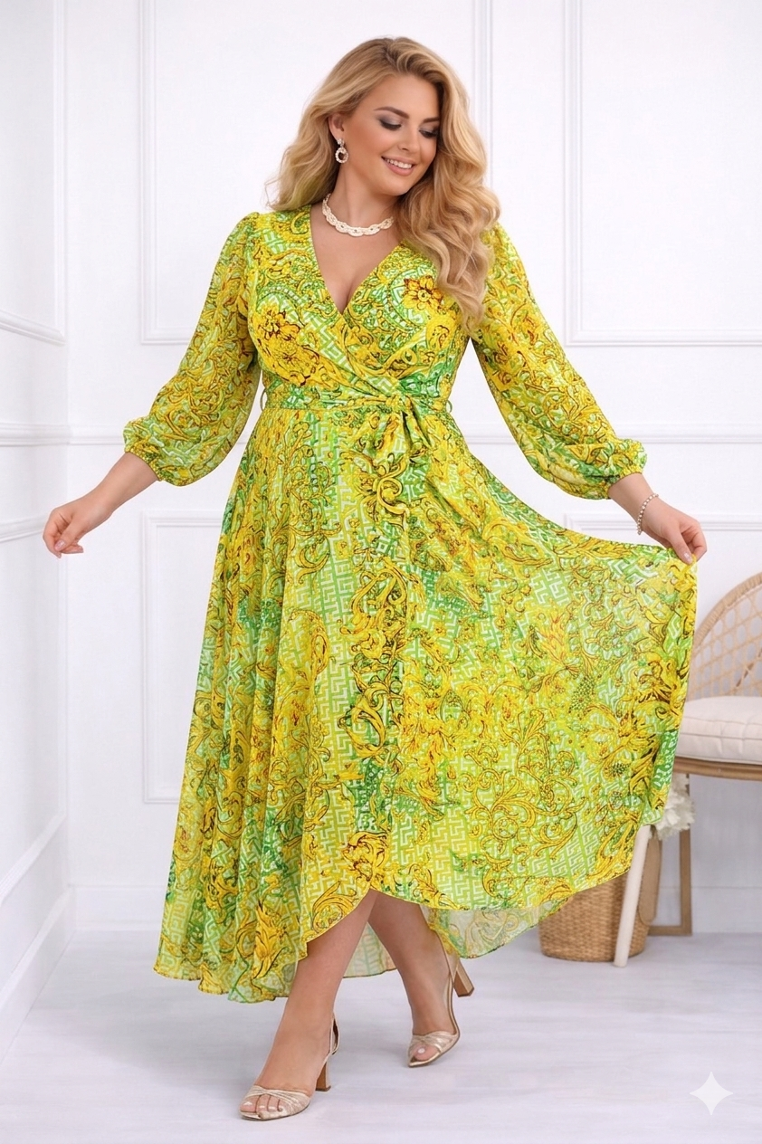 Szyfonowa sukienka plus size maxi LAILA mod 55 ( r. 46-56 )   