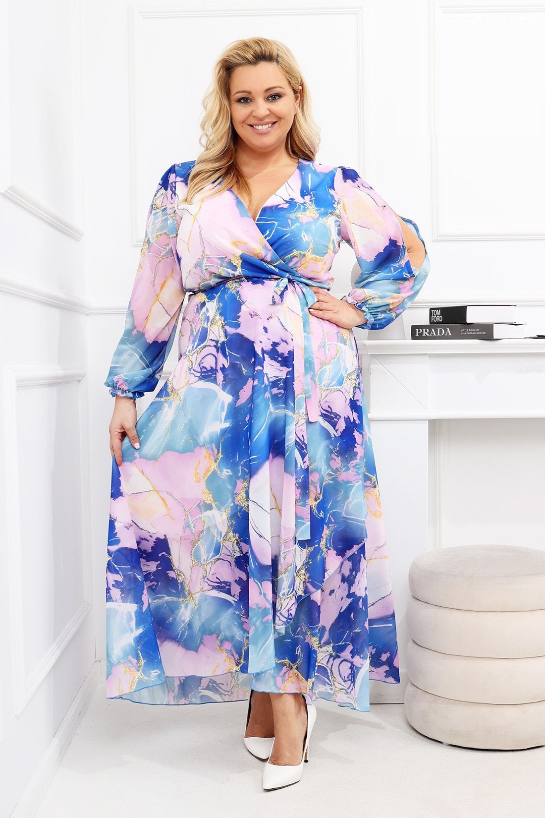 Szyfonowa sukienka plus size maxi LAILA mod 69 ( r. 46-56 )   