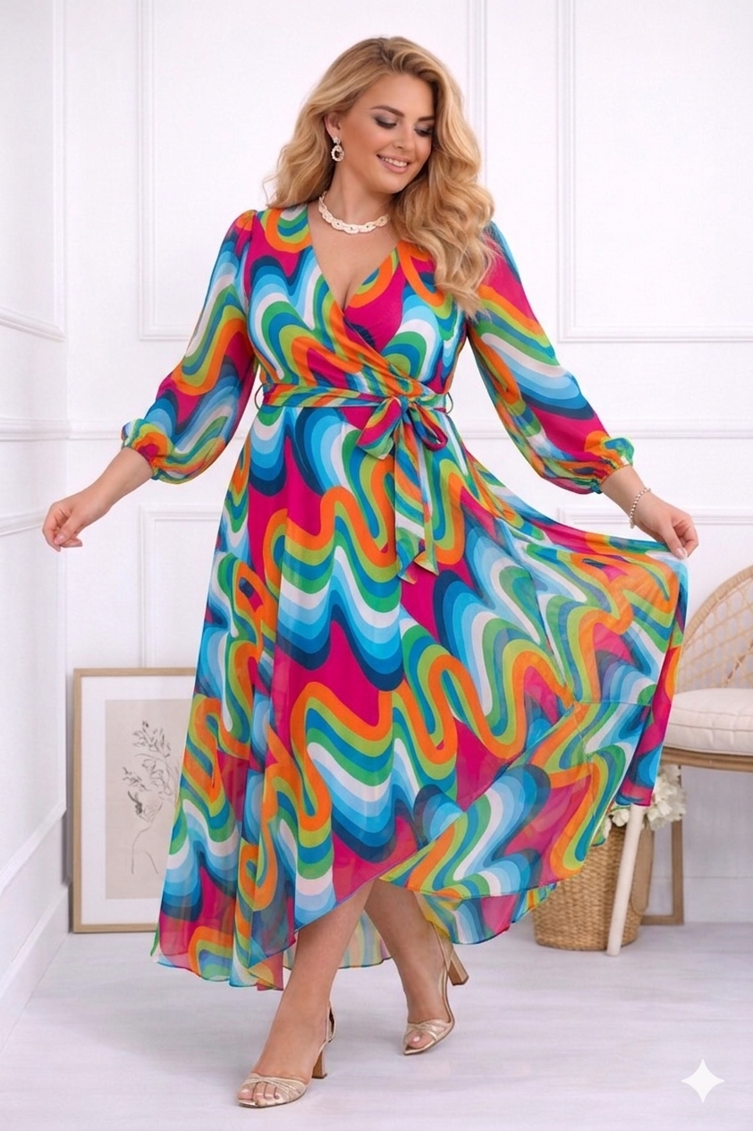 Szyfonowa sukienka plus size maxi LAILA mod 32 ( r. 46-56 )   