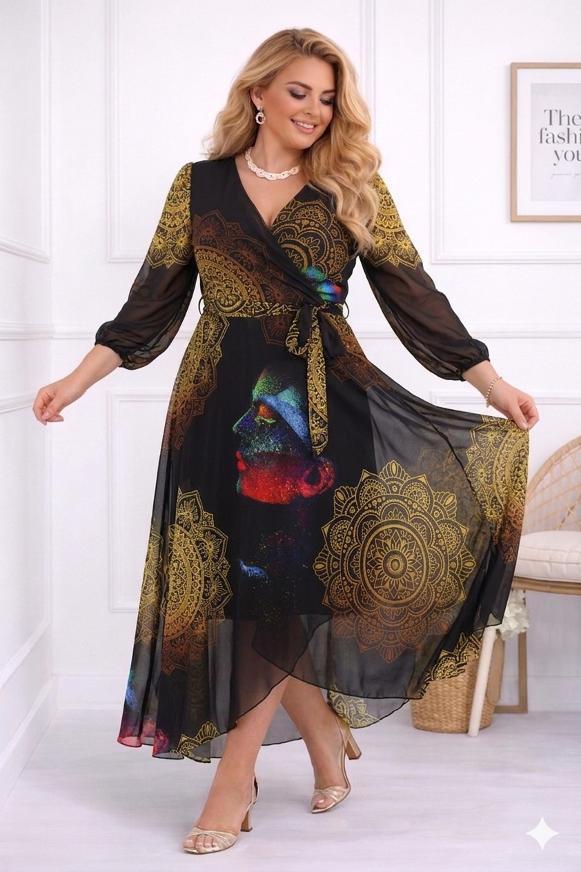 Szyfonowa sukienka plus size maxi LAILA mod 20 ( r. 46-56 )    