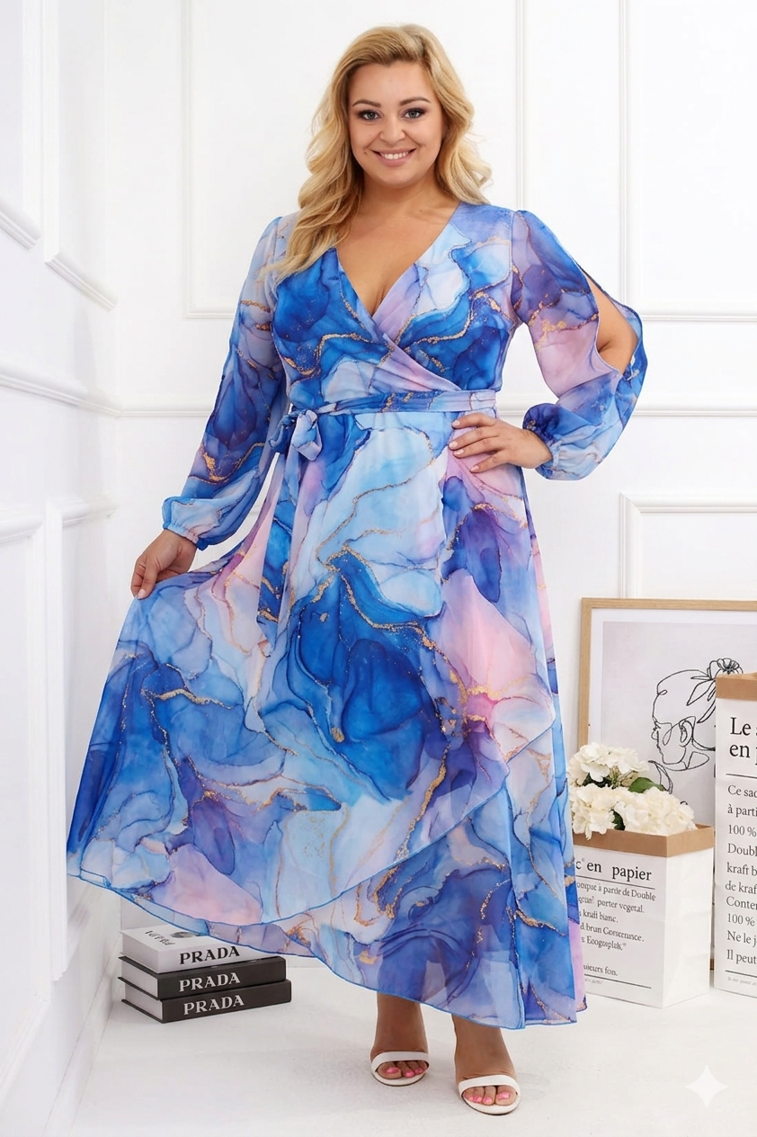 Szyfonowa sukienka plus size maxi LAILA mod 28 ( r. 46-56 )   