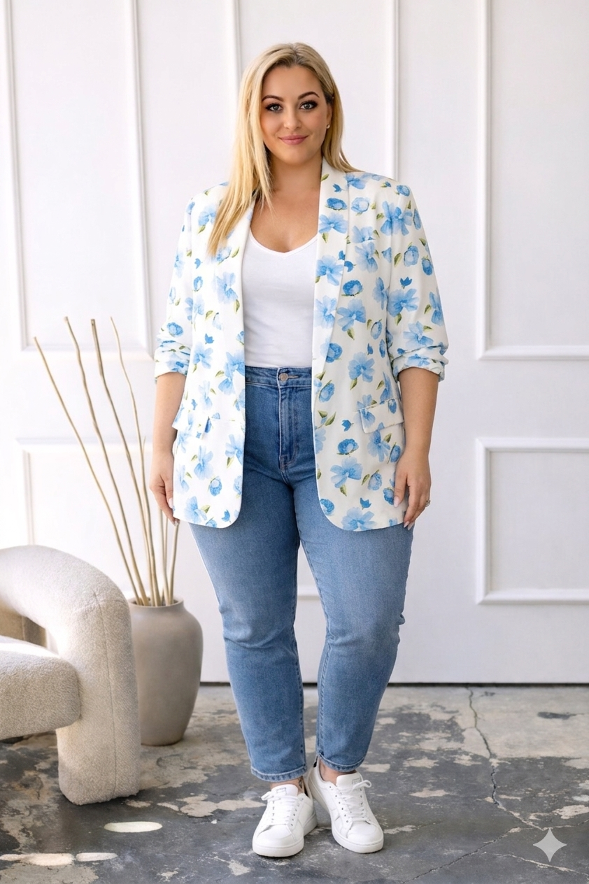 Marynarka plus size w kwiaty ( r. 50-54)   