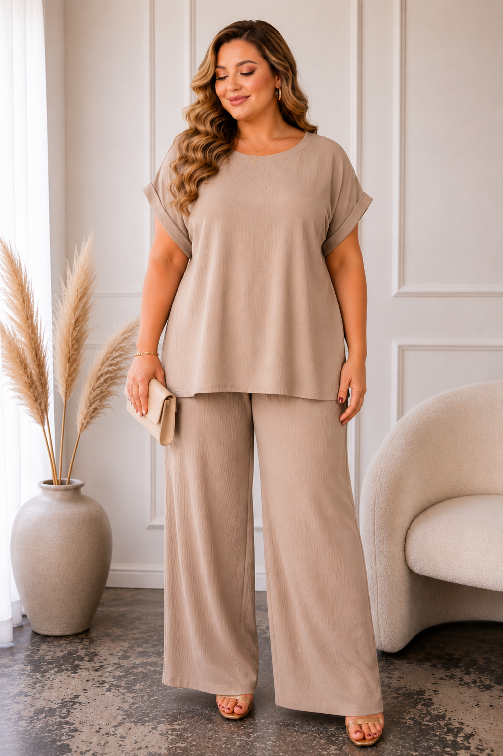 Komplet plus size spodnie + bluzka KES ( r. 46/50)  