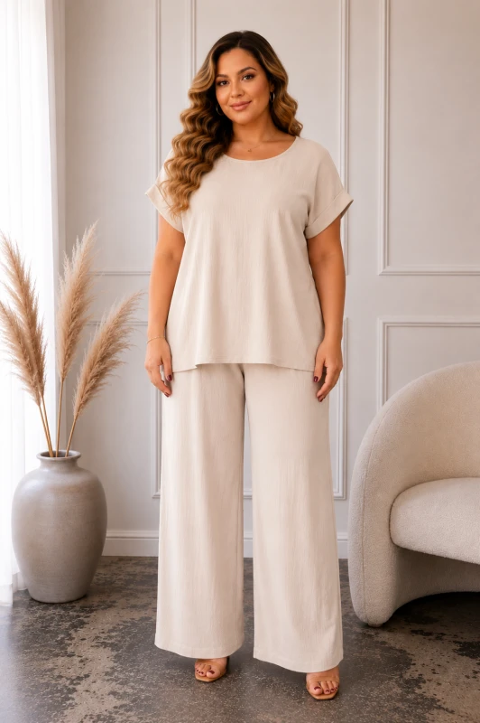 Komplet plus size spodnie + bluzka KES ( r. 46/50)   