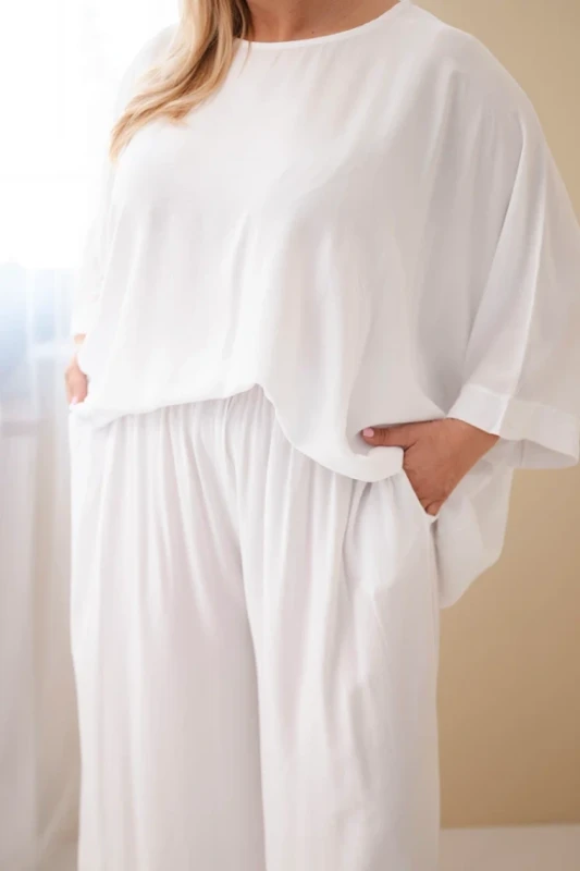 Komplet damski Plus Size wiskozowy z szerokimi spodniami ( r. 48-60)
