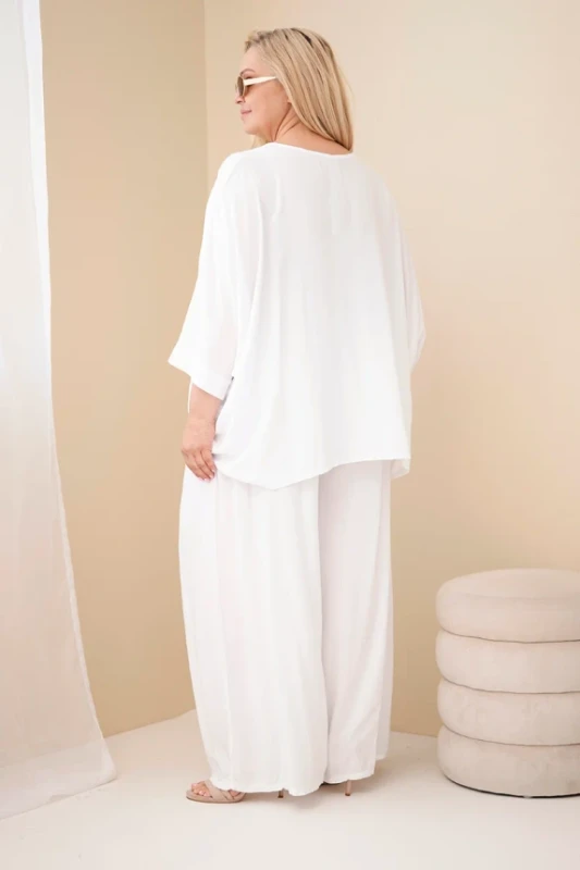 Komplet damski Plus Size wiskozowy z szerokimi spodniami ( r. 48-60)