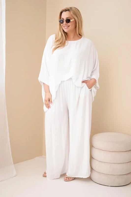 Komplet damski Plus Size wiskozowy z szerokimi spodniami ( r. 48-60)