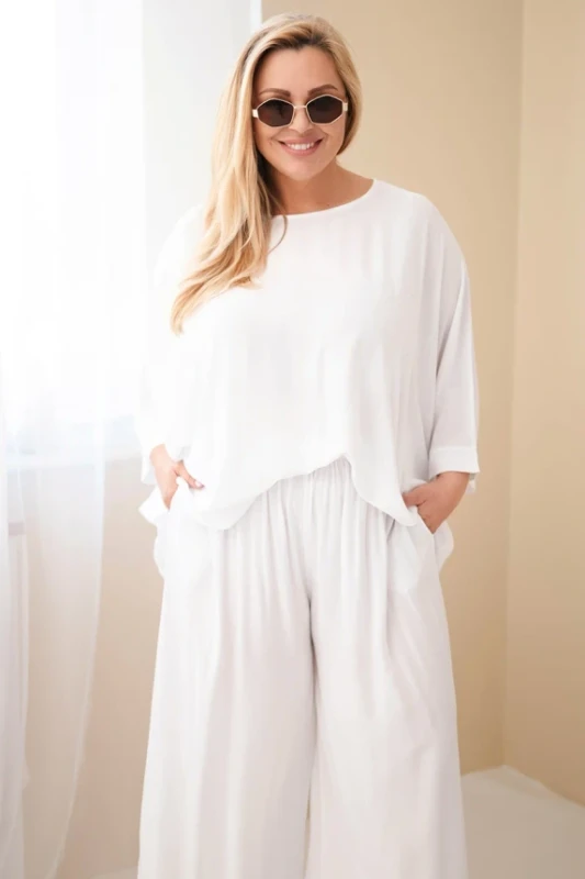 Komplet damski Plus Size wiskozowy z szerokimi spodniami ( r. 48-60)
