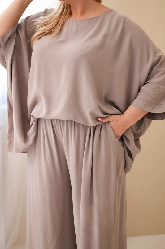 Komplet damski Plus Size wiskozowy z szerokimi spodniami ( r. 48-60)