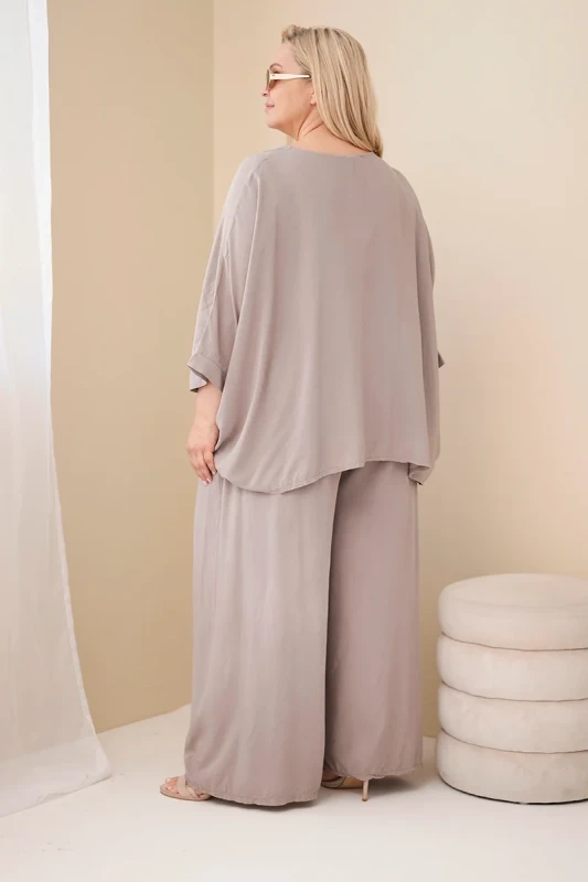 Komplet damski Plus Size wiskozowy z szerokimi spodniami ( r. 48-60)