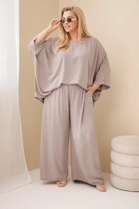 Komplet damski Plus Size wiskozowy z szerokimi spodniami ( r. 48-60)