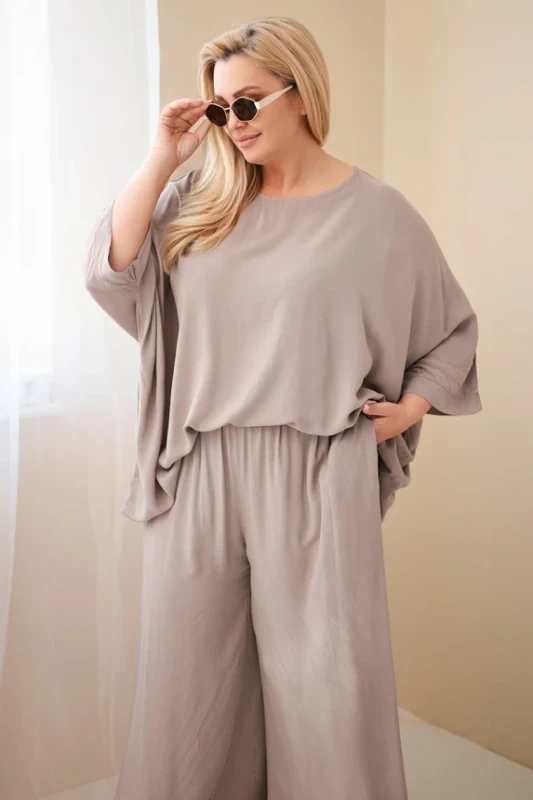 Komplet damski Plus Size wiskozowy z szerokimi spodniami ( r. 48-60)