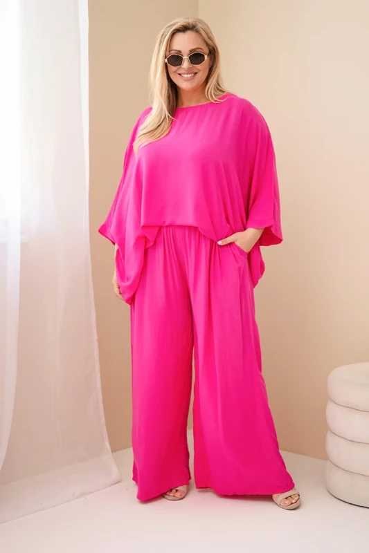 Komplet damski Plus Size wiskozowy z szerokimi spodniami ( r. 48-60) 