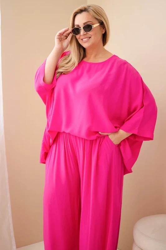 Komplet damski Plus Size wiskozowy z szerokimi spodniami ( r. 48-60) 